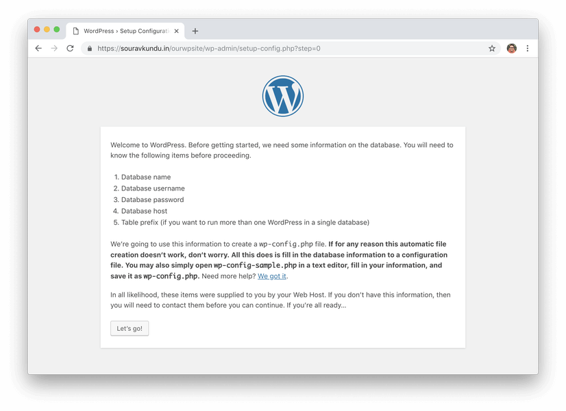 2509 wordpress installation success